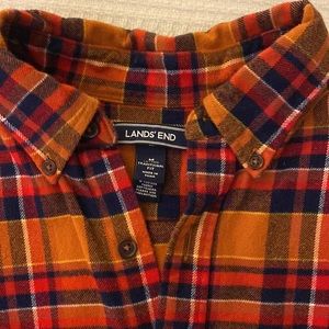 Land’s End heavy flannel plaid shirt in autumn colors, super soft & cozy.